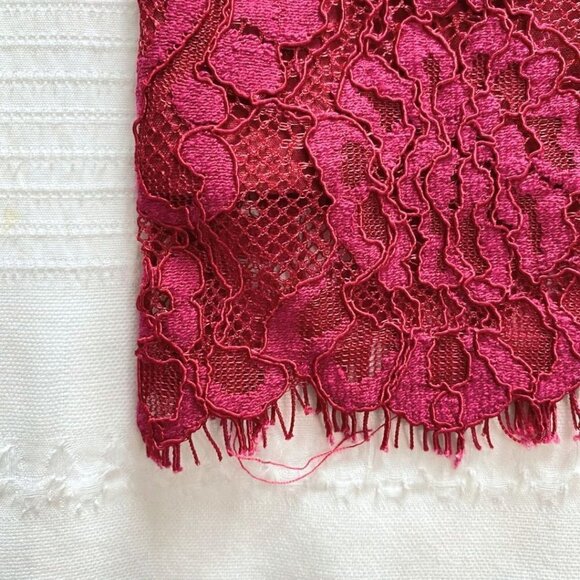 NWT ADELYN RAE RASPBERRY RED TIE NECK LACE LONG SLEEVE COCKTAIL DRESS - S - Picture 10 of 11